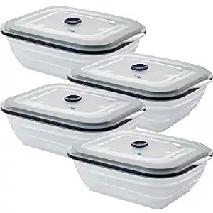 Collapse-it Silicone Food Storage Containers - BPA Free Airtight Silicone Lids, 4 Piece Set of 7-Cup Collapsible Lunch Box Containers - Oven, Microwave, Freezer Safe