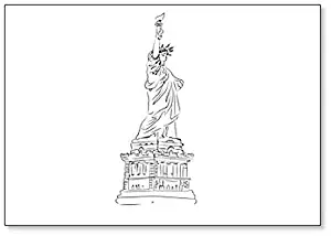 Hand Drawn Illustration of Statue of Liberty in New York. American Symbol - Fridge Magnet