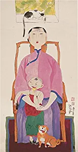 The High Quality Polyster Canvas Of Oil Painting 'Hu Yongkai,Painting Of A Mother And Her Child,21th Century' ,size: 12x23 Inch / 30x60 Cm ,this Cheap But High Quality Art Decorative Art Decorative Canvas Prints Is Fit For Game Room Gallery Art And Home Artwork And Gifts
