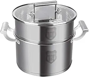 Soup Pot + Steamer, Large 2 Tier Stainless Steel Multi Food Cook Pot Steamer, Toughened Glass Lid,Five-Layer Composite Bottom (Size : 2425.5cm)