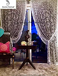 Indian Mandala Tapestry Gypsy Home Decor Window Treatments & Panel Set Bohemian Curtain Room Divider Blackout Balcony Sheer Wall Hanging Tapestry Curtain Indian Drapes Curtain (1)