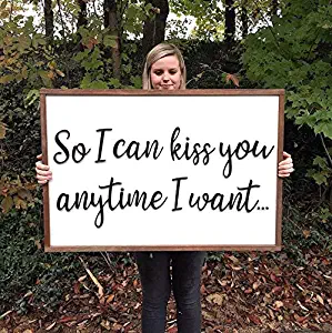 CELYCASY Sweet Home Alabama Quote Sign So I can kiss You Whenever I Want Romantic Wood Sign