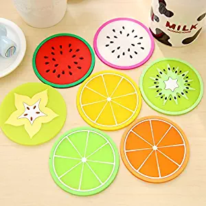 Windspeed Silicone Fruit Slice Drink Coasters/Tea Cup place Mat for Your Bar,Kitchen and Patio 7pcs
