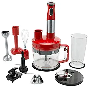 Wolfgang Puck 7-in-1 Immersion Blender with 12-Cup Food Processor - Red
