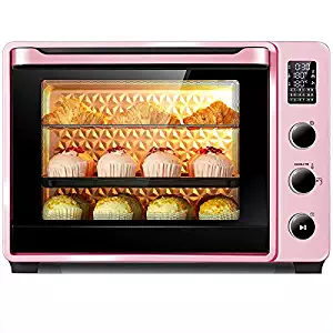 Mini Countertop Convection Toaster Oven Smart, Automatic Warm-up, 40QT LCD Display 4-layer 9 Major Functions Rotisserie Toaster W/Baking Pan, Grilled Fork Grill, Etc