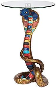 Design Toscano Renenutet Egyptian Cobra Snake Goddess Side End Table, 24 Inch, full color