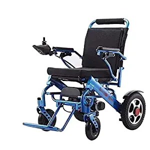 New Model 2019 Fold & Travel Lightweight Motorized Electric Power Wheelchair Scooter, Aviation Travel Safe Electric Wheelchair Heavy Duty Power Wheelchair (Blue)