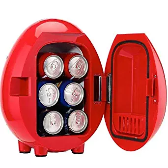 SMETA 110V Mini Bottle Cooler Warmer Refrigerator for Office Dorm 12V Personal Fridge Cute Design Present,Red,4L
