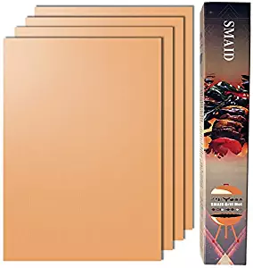 Smaid - Copper Grill Mat Set of 4 - Non-Stick BBQ Grill Mats - FDA-Approved, Reusable and Easy To Clean - Works on Gas , Charcoal , Electric Grill and More - 15.75 x 13 Inch