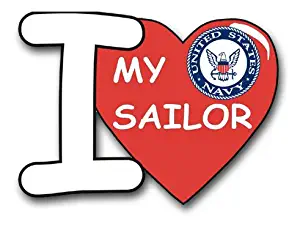 Magnet US Navy I Love My Sailor Military Veteran Served Vinyl Magnet Car Fridge Locker Metal Decal 3.8"