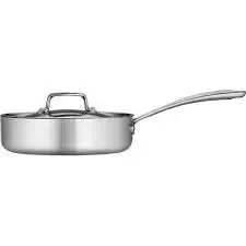 Tramontina 80116/548DS Stainless Steel Tri-Ply Clad Covered Saute Pan, 3-Quart, Made in China