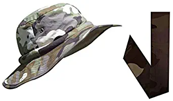 Blubandoo | Water Evaporative Cooling Crystals | Camo Safari Hatbandoo Size S/M with Matching Neckbandoo Free | Unisex Hat