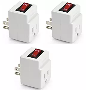 BindMaster 3 Prong Grounded Single Port Power Adapter with Red Indicator On/Off Switch - 3 Pack