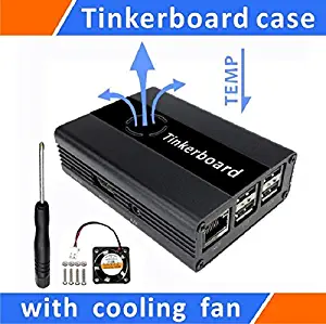 Tekit Tinker Board Case Aluminum with Cooling Fan Blue for ASUS SBC,Case for Tinker Board,Tinker Board Aluminum Alloy case,Tinker Board Case Aluminum with Fan (Black)