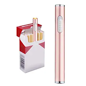Usb Mini Lighters Electronic Rechargeable Windproof Flameless Cigarette Plasma Lighter (Rose Gold)