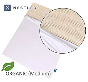 Organic 100% Natural Latex Mattress Topper - Medium Firmness - 2 Inch - King Size - Organic Cotton Cover Included - GOLS & GOTS Certified.