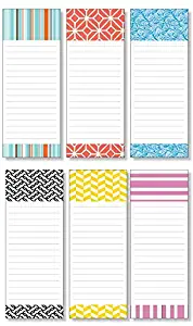 Memo NotePads Pack of 6 with 6 Different Fun Designs 3.5" x 9" with 50 Tear Off Sheets Per Pad (A: Six Pack Multi Colored Pads)