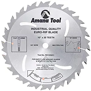 Amana Tool - RB1020 Carbide Tipped Euro Rip with Cooling Slots 10" Dia x 20T', 18 De