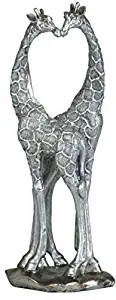 George S. Chen Imports SS-G-54300 2 Silver Giraffes Heart Shaped Figurines