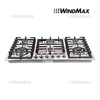 Ships From CA, USA WindMax® 34" Stainless Steel 6 Burner Built In Stoves NG LPG Gas Cooktops Cooker