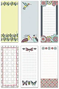 Note Card Cafe 6-Pack Magnetic Notepads for Fridge | Great for to Do List, Grocery Shopping List, School Reminders | Unique in Bloom Design Series Set with 50 Sheets | 3.5 x 9 in