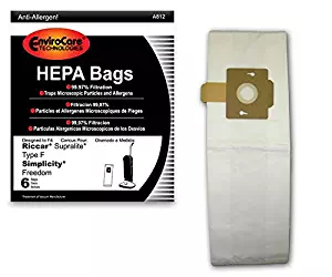 EnviroCare Replacement HEPA Vacuum Bags for Riccar Supralite Type F and Simplicty Freedom Uprights