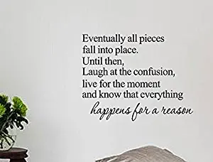 Picniva Eventually All Pieces Fall into Place Inspirational Quotes and Saying Vinyl Wall Art Home Decor Decal Sticker