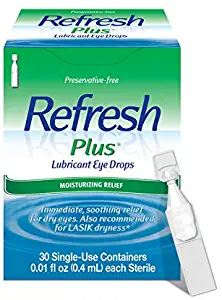 Refresh Plus Lubricant Eye Drops, 30 Single-Use Containers, 0.01 fl oz (0.4mL) Each Sterile