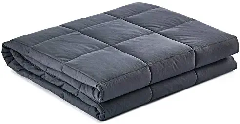 QIANQUHUI Weighted Blanket Pro for Adult, Heavy Blanket,100% Cotton Material with Glass Beads- (Dark Gray,20 lbs, 60"x80")