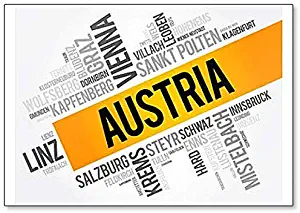 List Of Cities And Towns In Austria, Word Cloud Collage classic fridge magnet