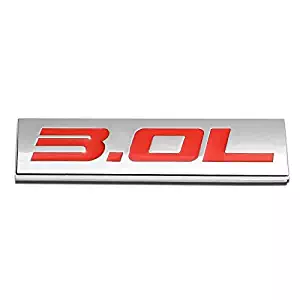 UrMarketOutlet 3.0L Red/Chrome Aluminum Alloy Auto Trunk Door Fender Bumper Badge Decal Emblem Adhesive Tape Sticker
