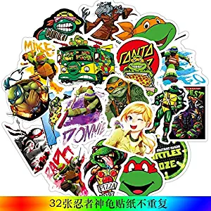 32 Mixed Cartoon Ninja Stickers for Bike Motorcycle Phone Laptop Travel Luggage for Guitars Waterproof Stickers