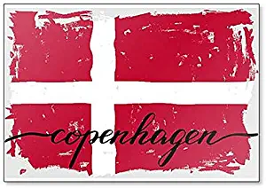 Danish Flag Denmark Copenhagen Painted Grunge Illustration Fridge Magnet