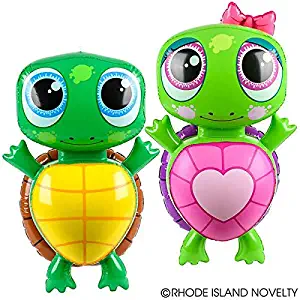 Two Adorable Inflatable Turtles 24" Each ~ TWO TYPES ~ 1 Boy Turtle & 1 Girl Turtle with Pink Bow ~ Party Favors/Decor/Giveaway/Decoration