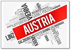 List Of Cities And Towns In Austria, Word Cloud Collage, Illustration - Classic Fridge Magnet