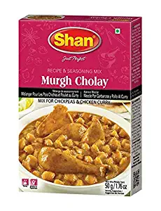 Shan Murgh Cholay Recipe and Seasoning Mix - 50g Spice Powder - No Preservatives - Tasty Chickpeas Chicken Curry