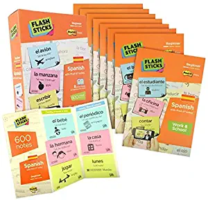 FlashSticks® Spanish Flash Cards Beginners Box Set | Best Way to Learn to Speak Spanish | 600 Basic Vocabulary Study Cards Make Language Learning a Game | Includes 8 Topic Books | Free Online App Helps With Pronunciation | Perfect For Adults & Kids