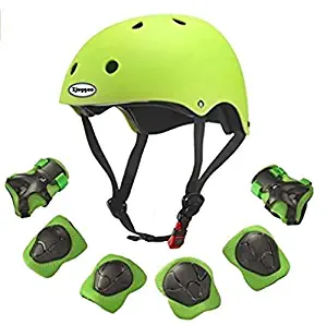 Kids Outdoor Sport Protective Gear Set with Helmet Knee Elbow Wrist Pads Adjustable Safety for Cycling Skateboarding Skating Rollerblading Hoverboard BMX and Other Extreme Sports Activities