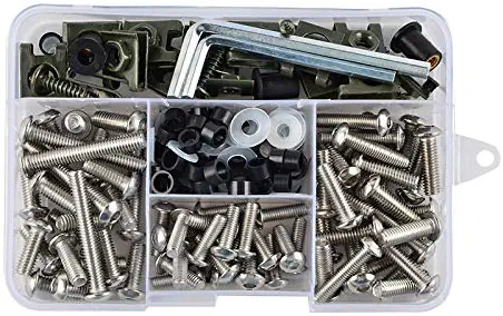 NICECNC Stainless Steel 177PCS Windscreen Fairing Bolts Kit Fastener Clips Screws for Motorcycle Sportbike Honda,Yamaha,Kawasaki Suzuki,Aprilia MV Agusta Triumph