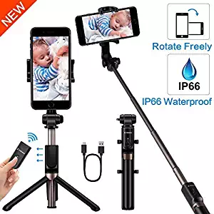 YOKKAO Upgraded Waterproof Selfie Stick Bluetooth Tripod Selfie Stick Extendable for iPhone 11 Xs MAX iPhone 8 iPhone 8 Plus iPhone 7 Plus Galaxy Note S9 Plus S8 S7 S6 Huawei