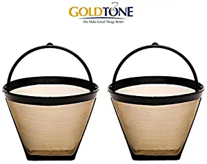 GoldTone Reusable 4 Cup No.2 Cone Coffee Filter - No.2 Cone Permanent Coffee Filter - Replacment #2 Cone Coffee Filter fits Cuisinart, Krups, Most other No.2 Cone Coffee Makers - 2 Pack