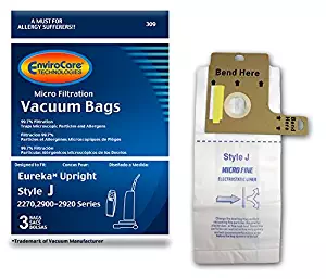 EnviroCare Replacement Micro Filtration Vacuum Bags for Eureka Style J Uprights 3 Pack