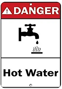 16"x12"Danger Hot Water Hazard Sign Danger Signs - Safety Warning Business Signs Commercial Metal Sign Metal Aluminum - Safety Warning Business Signs Commercial Metal Sign Metal Aluminum