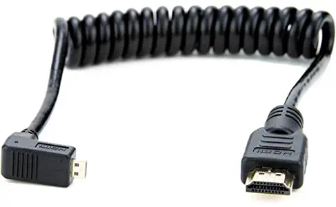 COILED Right-Angle MICRO to FULL HDMI Cable (30cm)