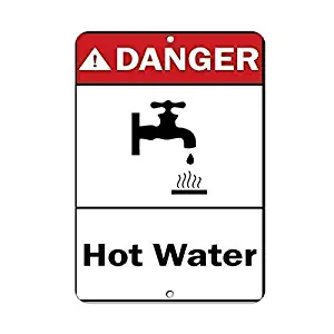 Kathelgyn Metal Tin Sign Wall Decor Danger Hot Water Hazard Sign Danger Signs for Outdoor Indoor Aluminum Sign 11.8”x7.8”