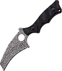 MTECH USA Master Cutlery MX-8126 5.75" Damascus Etched Blade, Neck Knife, Black G10 Handle Kydex Sheath