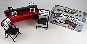 Wrestling Commentators Playset (Red) - Ringside Collectibles Exclusive WWE Toy Action Figure Accessory Pack
