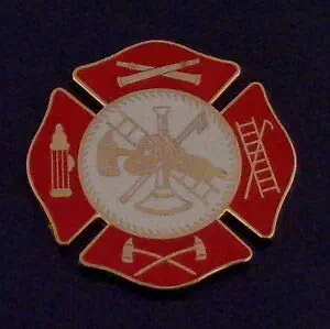 FIRE Scramble 1.5" Large Lapel Pin Hydrant Hook & Ladder Helmet Axe Bugle ax