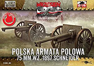 First to Fight 1/72 Scale Polish Field Cannon 75mm Schneider, 2 Sets - Plastic Model Building Kit # 033