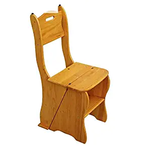 Llslll Folding Library Ladder Chair 4-Step Stool for Adult Step Ladder Wooden Folding Ladders Stools, Portable Stepladder/Stairway Chairs Multifunction Climb Stool Ladder 4-Tier Flower Stand Wooden